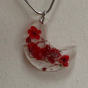 🌺Handmade moon resin Pendant. One of a kind!